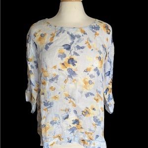 J. Jill 100% floral gauze linen top, size small, 3/4 sleeves, NEW with tags.
